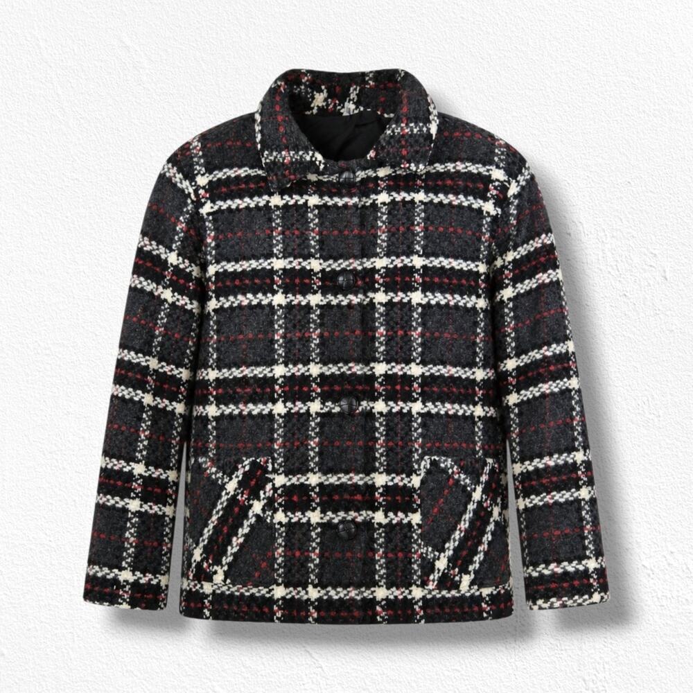 Vintage 90s Irish Wool Plaid Coat Grunge Ireland Pockets Jacket Size Large